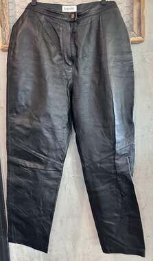 Bagatelle Leather Pants Size 16W Black High Waisted Straight Leg